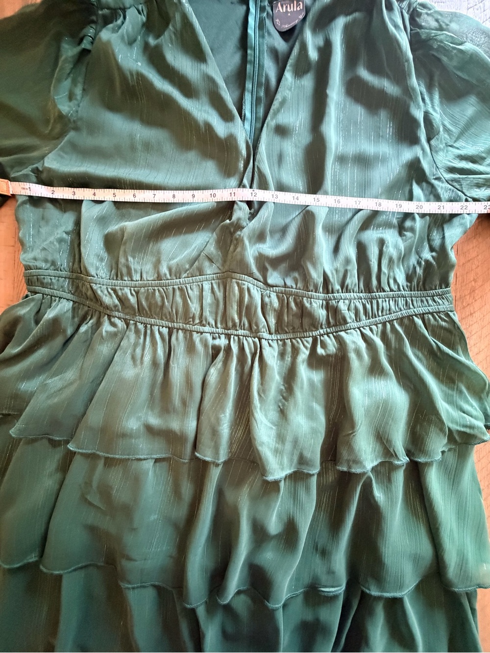 NWT Arula Emerald Green Tiered Ruffle Midi Dress Size A 1X - Picture 7 of 11